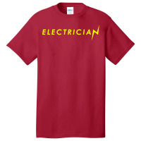 Electrician Flash Thunderbolt Funny Superhero Electricians Basic T-shirt | Artistshot