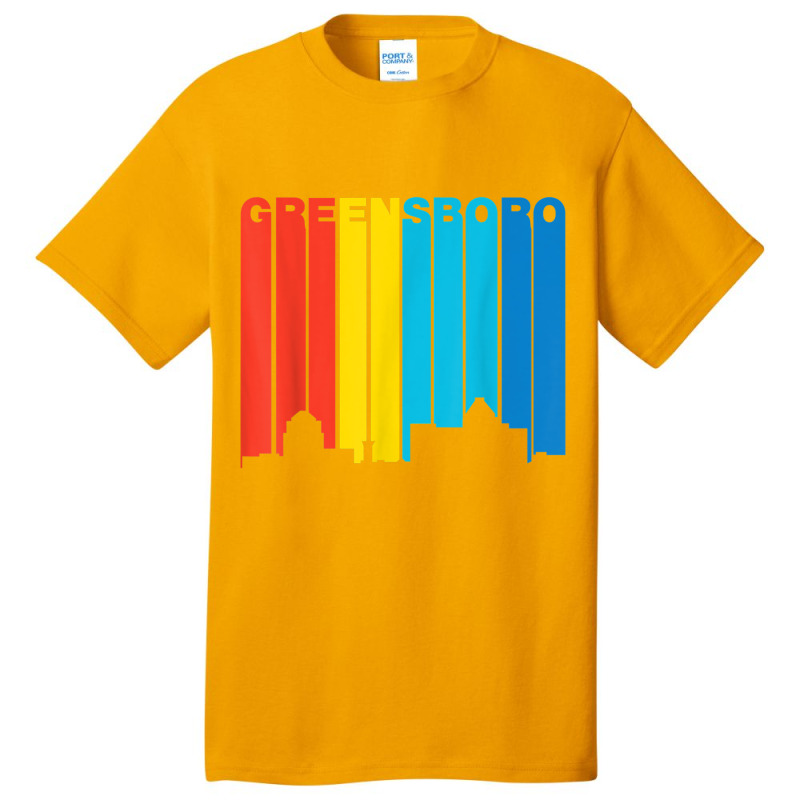 Retro 1970's Style Greensboro North Carolina Skyline T Shirt Basic T-shirt | Artistshot