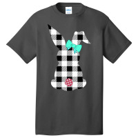 Easter Bunny Black And White Plaid Rabbit Happy Egg Hunt Basic T-shirt | Artistshot