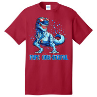 Type 1 Diabetes Awareness Ribbon T1d T Rex Dinosaur Boys Basic T-shirt | Artistshot