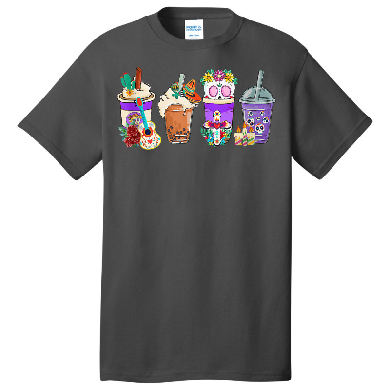 Funny Mexican Coffee Cups Calavera Dia De Muertos Halloween Tank Top Basic T-shirt by cm-arts | Artistshot