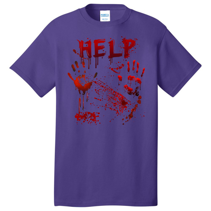 Funny Help Bloody Handprint Halloween Costume Matching Mens Basic T-shirt | Artistshot