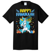 Happy Hanukkah Dabbing Jewish Unicorn Kids Chanukah Basic T-shirt | Artistshot