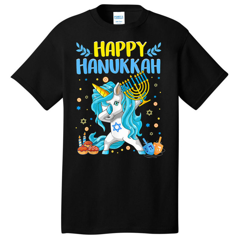 Happy Hanukkah Dabbing Jewish Unicorn Kids Chanukah Basic T-shirt | Artistshot