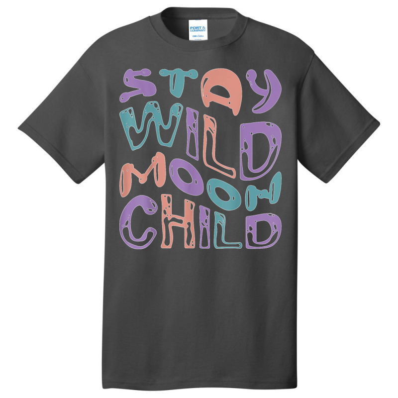 Wavy Retro Groovy   Stay Wild Moon Child T Shirt Basic T-shirt | Artistshot