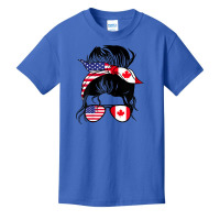 Womens Half American Half Canadian Messy Bun Heritage Canada Usa Basic Youth T-shirt | Artistshot