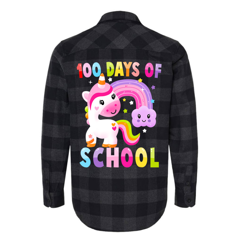 Happy 100th Day Of School Unicorn Magical 100 Days Flannel Shirt | Artistshot