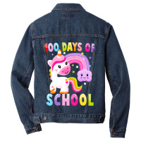 Happy 100th Day Of School Unicorn Magical 100 Days Men Denim Jacket | Artistshot