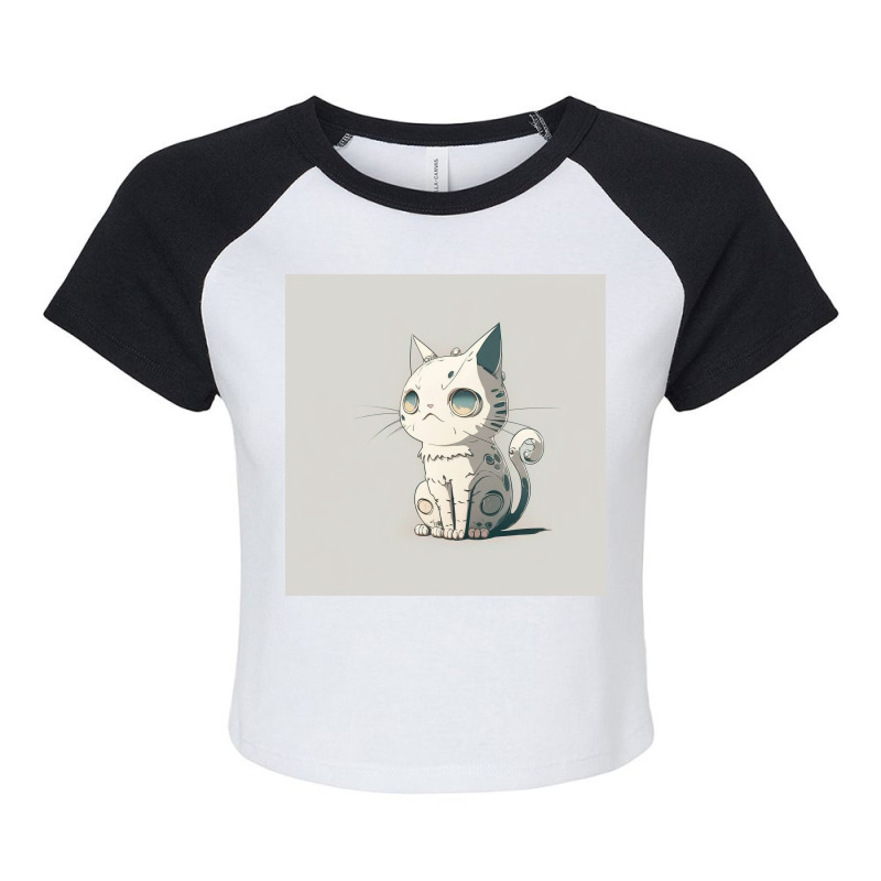 Angry White Cat Statue Raglan Crop Top by TheDol | Artistshot