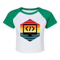 Retro Vintage Web Developer Css Javascript Html Gi Raglan Crop Top | Artistshot