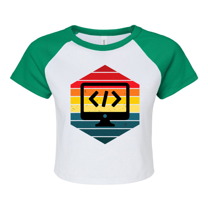 Retro Vintage Web Developer Css Javascript Html Gi Raglan Crop Top by MadalynRatliff | Artistshot