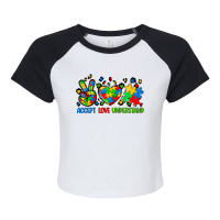 Accept Love Understand Autism Raglan Crop Top | Artistshot