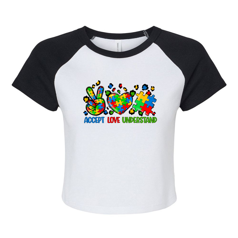 Accept Love Understand Autism Raglan Crop Top by CowGirlArtShop | Artistshot