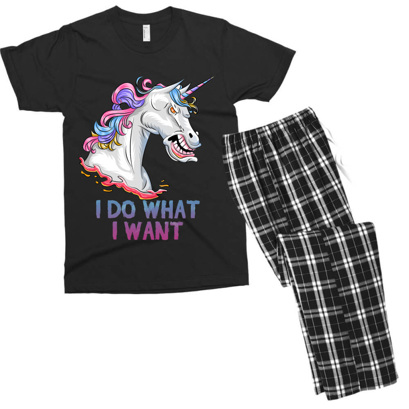 I Do What I Want Funny Angry Unicorn Men's T-shirt Pajama Set by KochDestines | Artistshot