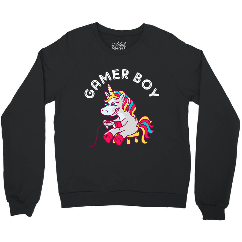 Gamer Boy Unicorn Gaming Cute Video Game Crewneck Sweatshirt | Artistshot