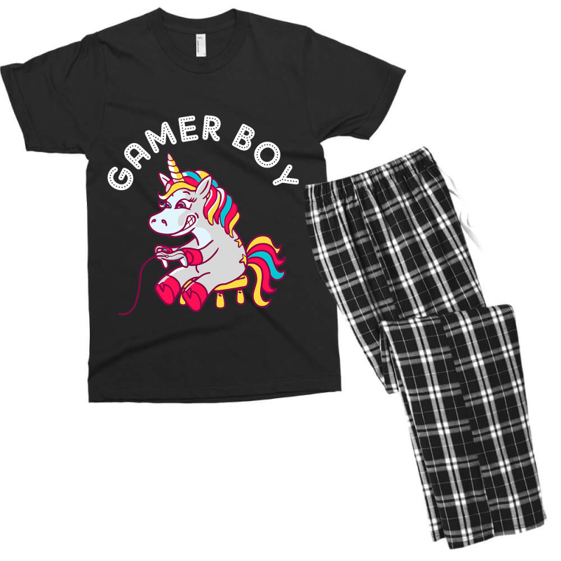 Gamer Boy Unicorn Gaming Cute Video Game Men's T-shirt Pajama Set | Artistshot