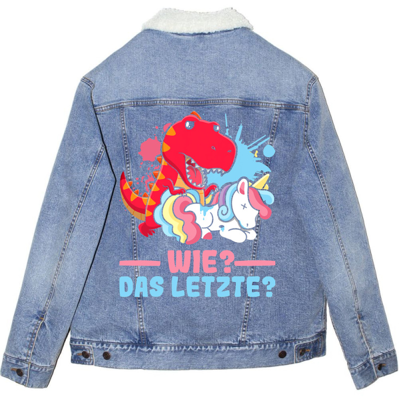 How The Last Unicorn Fans Funny Unicorn Dino Costu Unisex Sherpa-lined Denim Jacket | Artistshot