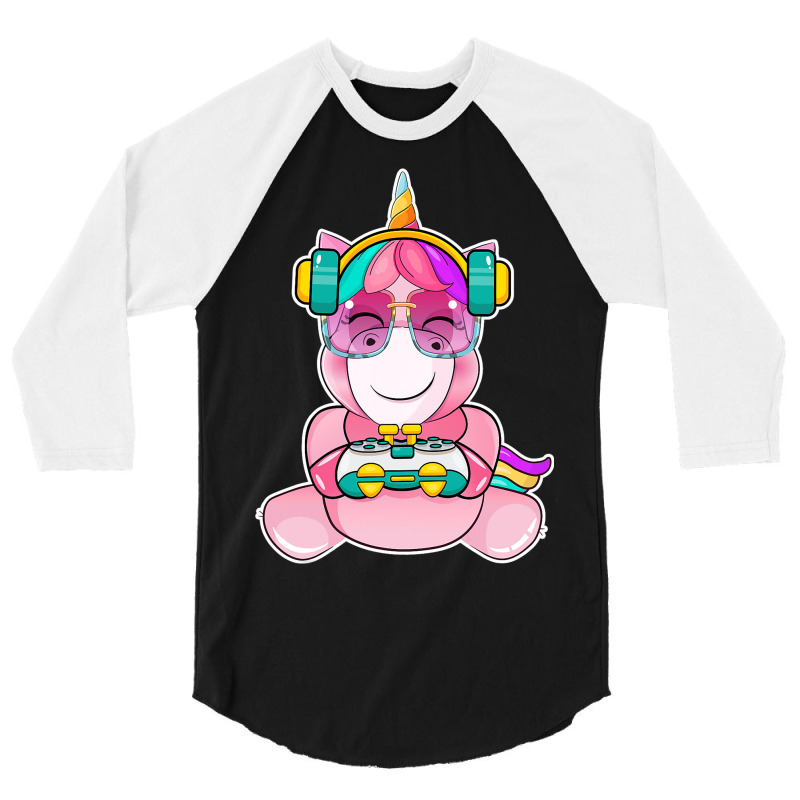 Gamer Girl Unicorn Gaming Cute Video Game Women Gi 3/4 Sleeve Shirt | Artistshot