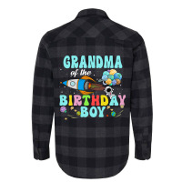 Grandma Of The Birthday Astronaut Boy Space Party Flannel Shirt | Artistshot