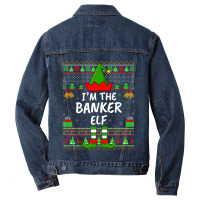 Funny Family Matching Ugly Im The Banker Elf Chris Men Denim Jacket | Artistshot