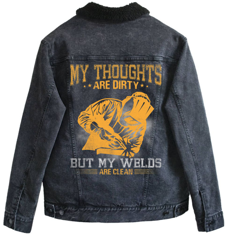 Funny Saying Welding Strong Welder My Thoughts Are Unisex Sherpa-lined Denim Jacket | Artistshot