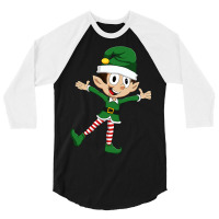 Happy Cute Little Elf Christmas Xmas Seasonal Holi 3/4 Sleeve Shirt | Artistshot