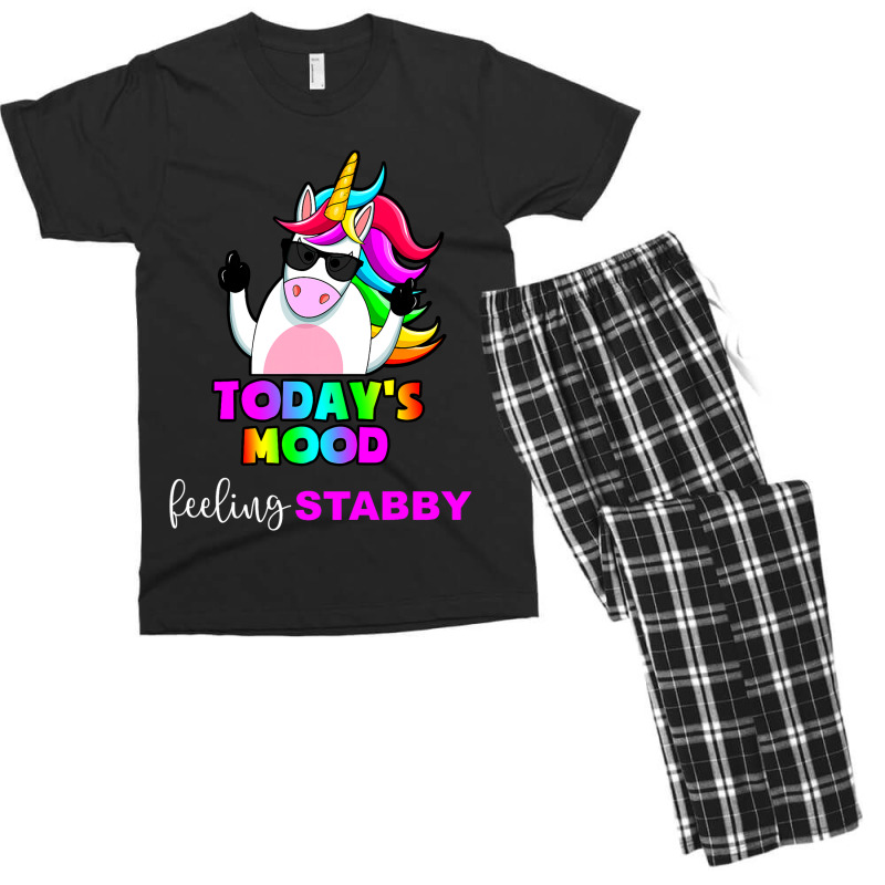 Funny Unicorn Todays Mood Feeling Stabby Sarcastic Men's T-shirt Pajama Set | Artistshot