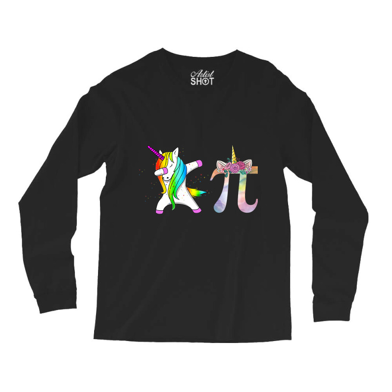 Happy Pi Day Funny Unicorn Dabbing Math For Girls Long Sleeve Shirts | Artistshot