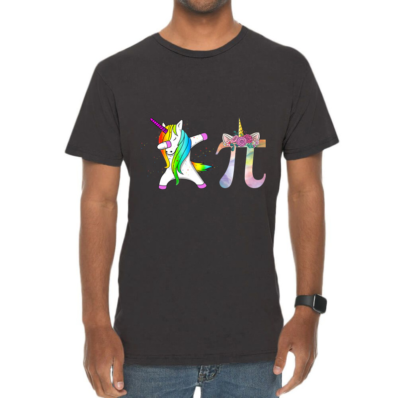 Happy Pi Day Funny Unicorn Dabbing Math For Girls Vintage T-shirt | Artistshot