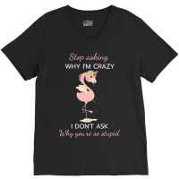 Funny Flamingo Stop Asking Why Im Crazy I Dont Ask V-neck Tee | Artistshot