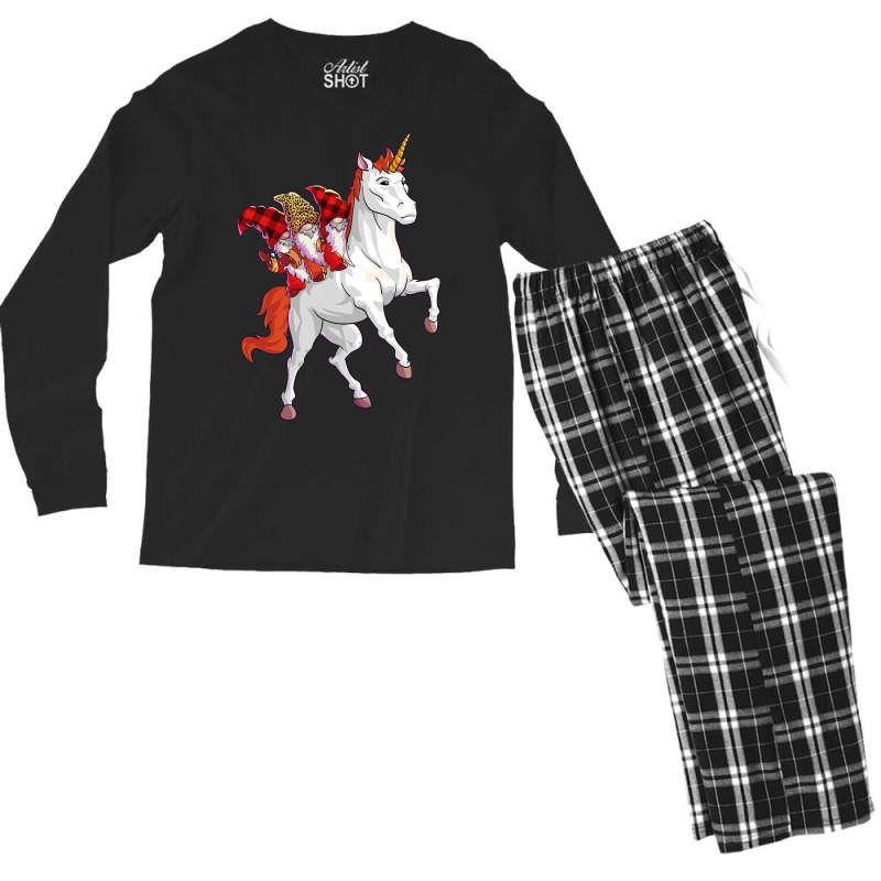 Gnome Shirt Women Buffalo Plaid Girls Gnome Unicor Men's Long Sleeve Pajama Set | Artistshot