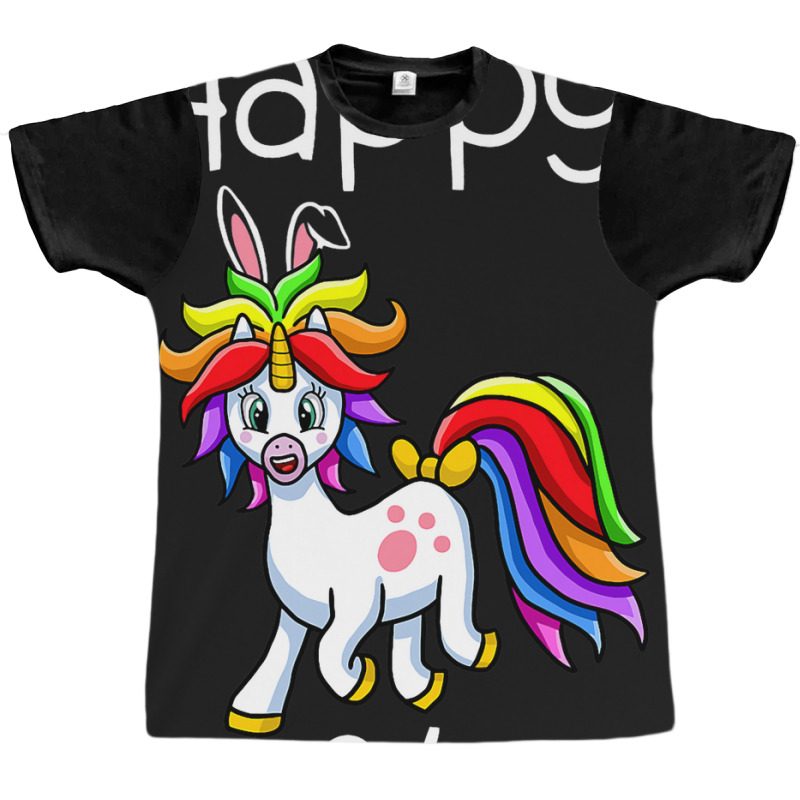 Happy Easter Cute Unicorn Face Funny Easter Day Wo Graphic T-shirt | Artistshot