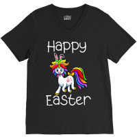 Happy Easter Cute Unicorn Face Funny Easter Day Wo V-neck Tee | Artistshot