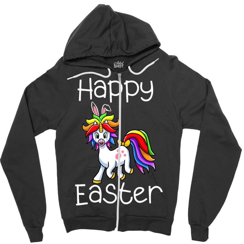 Happy Easter Cute Unicorn Face Funny Easter Day Wo Zipper Hoodie | Artistshot