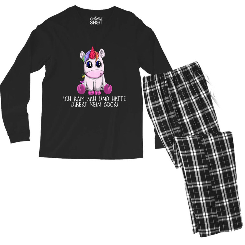 I Kam Sah Und Hatte Direkt Keinen Bock Unicorn Men's Long Sleeve Pajama Set | Artistshot