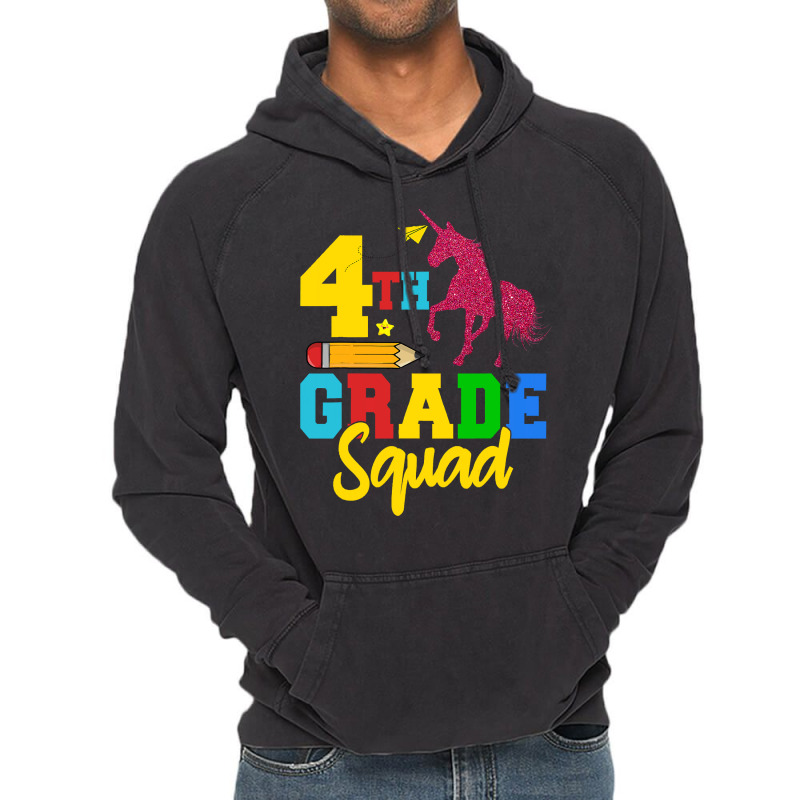 Funny Fourth Grade Squad 4th Grader Unicorn Back T Vintage Hoodie | Artistshot