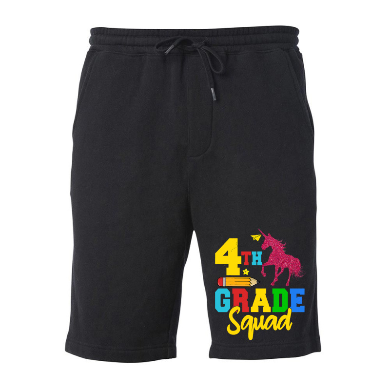 Funny Fourth Grade Squad 4th Grader Unicorn Back T Fleece Short | Artistshot