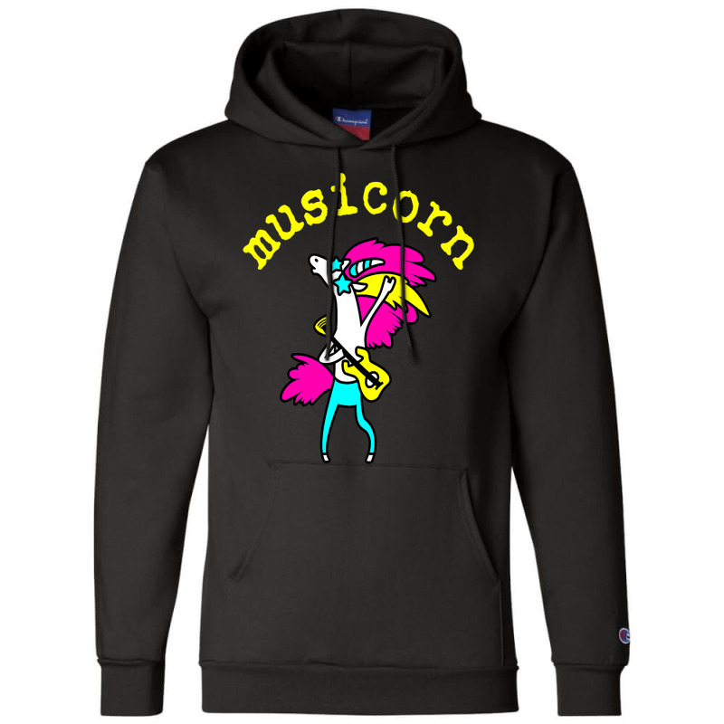 Funny Cool Musicorn Unicorn Rocknroll Music Festiv Champion Hoodie | Artistshot