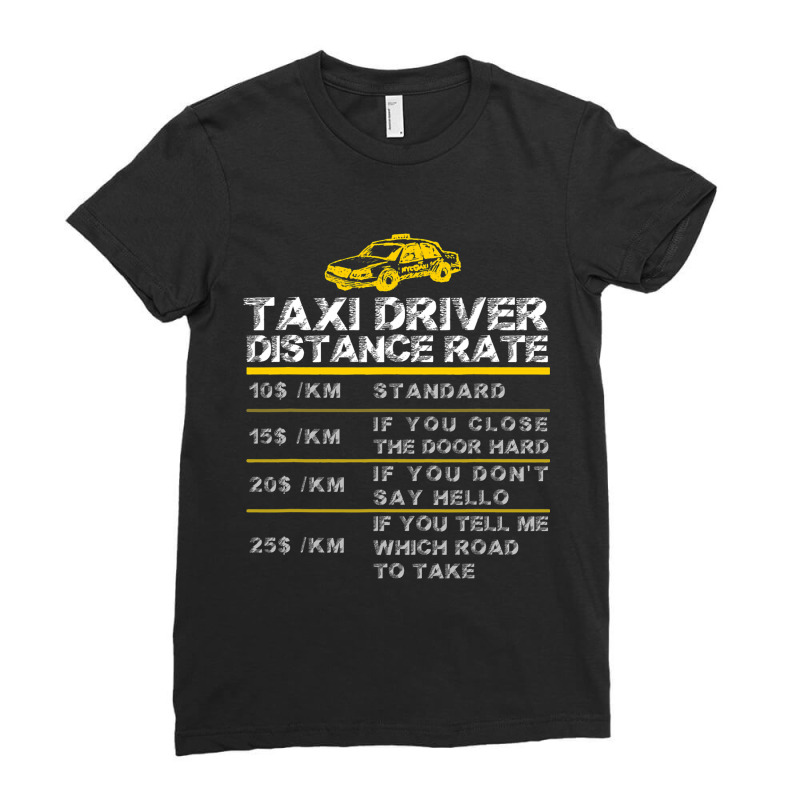 Funny Taxi Cab Driver Vintage Checker Gift For Dad Ladies Fitted T-Shirt by MICHAELPHILBECK | Artistshot