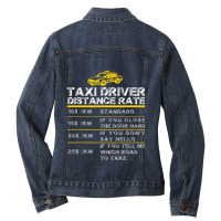 Funny Taxi Cab Driver Vintage Checker Gift For Dad Ladies Denim Jacket | Artistshot