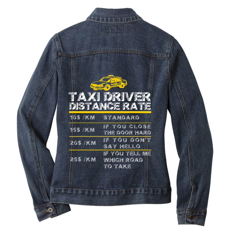 Funny Taxi Cab Driver Vintage Checker Gift For Dad Ladies Denim Jacket by MICHAELPHILBECK | Artistshot