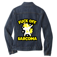 Funny Fuck Off Sarcoma Quote With Unicorn Ladies Denim Jacket | Artistshot