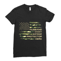 Husband Daddy Bartender Protector Father Day Camo  Ladies Fitted T-shirt | Artistshot