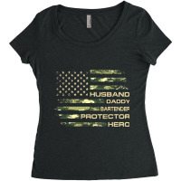 Husband Daddy Bartender Protector Father Day Camo  Women's Triblend Scoop T-shirt | Artistshot