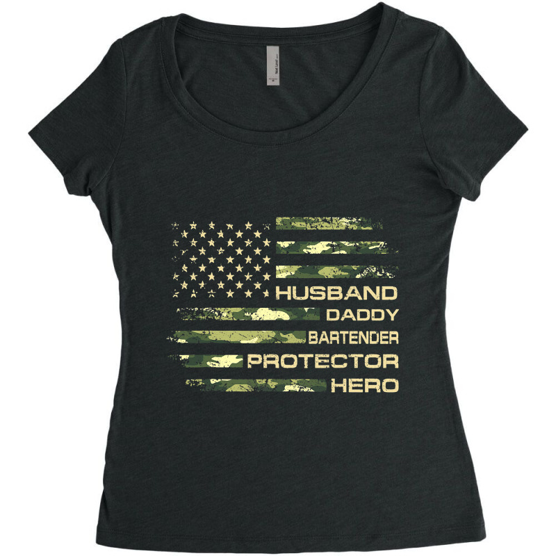 Husband Daddy Bartender Protector Father Day Camo  Women's Triblend Scoop T-shirt by GwendalyForsberg | Artistshot