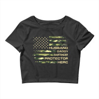 Husband Daddy Bartender Protector Father Day Camo  Crop Top | Artistshot