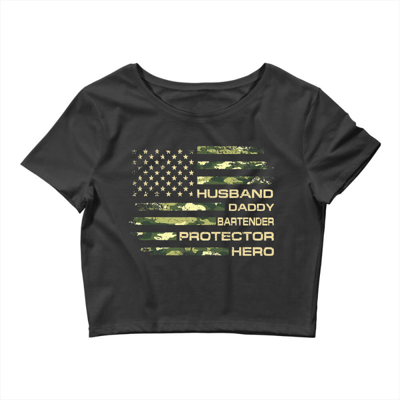 Husband Daddy Bartender Protector Father Day Camo  Crop Top by GwendalyForsberg | Artistshot