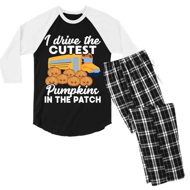 I Drive The Cutest Pumpkins In Patch Halloween Bus Men's 3/4 Sleeve Pajama Set | Artistshot