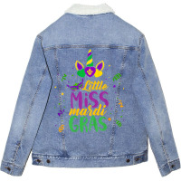 Funny Little Miss Mardi Gras Cute Mardi Gras Unico Unisex Sherpa-lined Denim Jacket | Artistshot