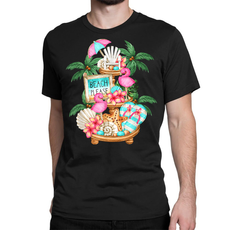 Cute Beach Motif With Flamingo & Flip Flops For Summer Lover T Shirt Classic T-shirt | Artistshot